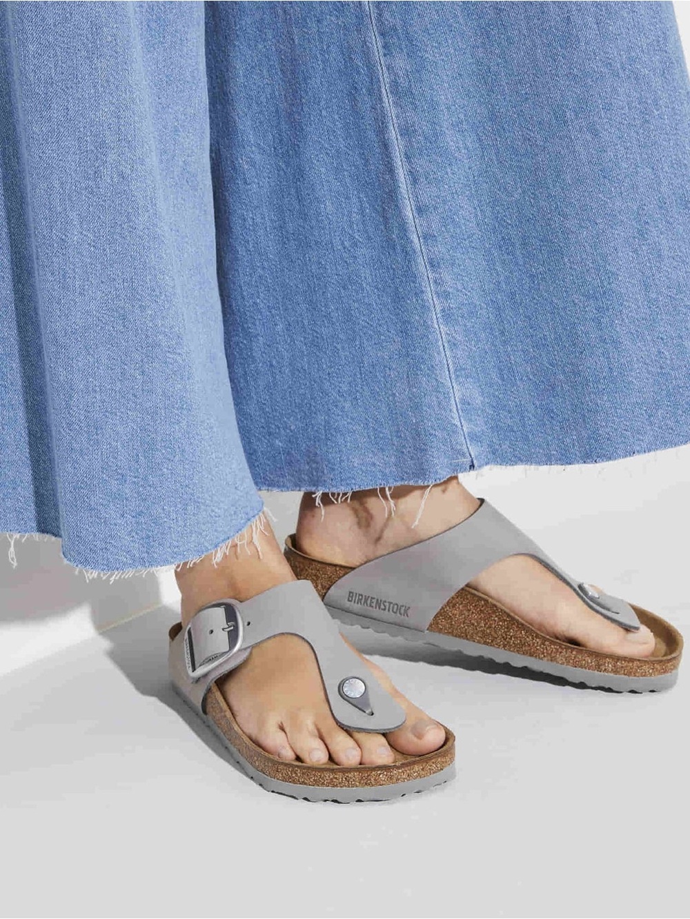 Birkenstock Gizeh Big Buckle Gray Nubuck Leather Sandals EU 40 US 9-9.5